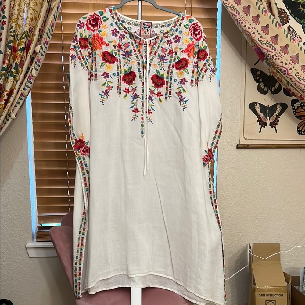 Johnny Was Multicolor Floral Embroidered Tunic/caftan